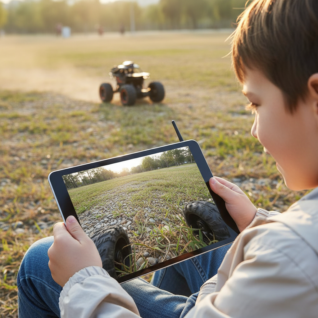 Barn med HD-kamera vy